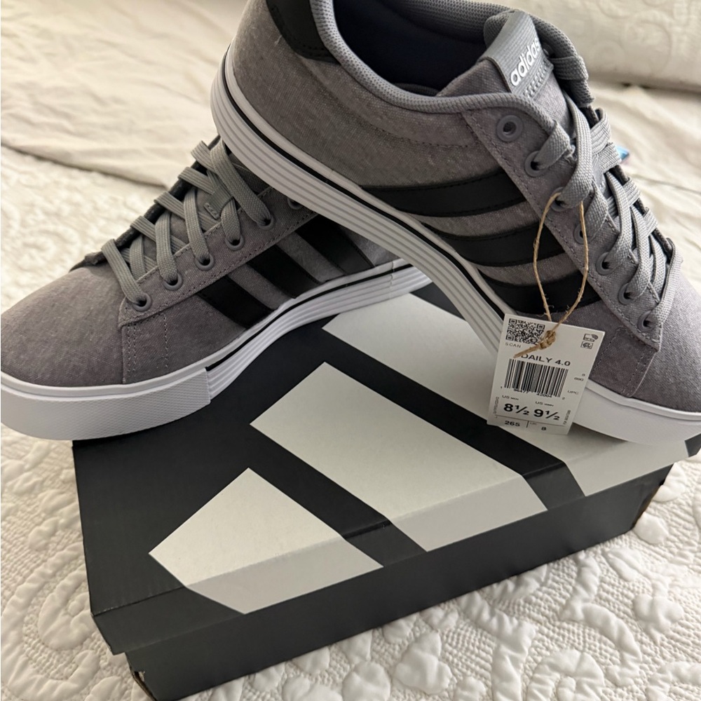 Adidas Men's Gray and Black High-Top Sneakers